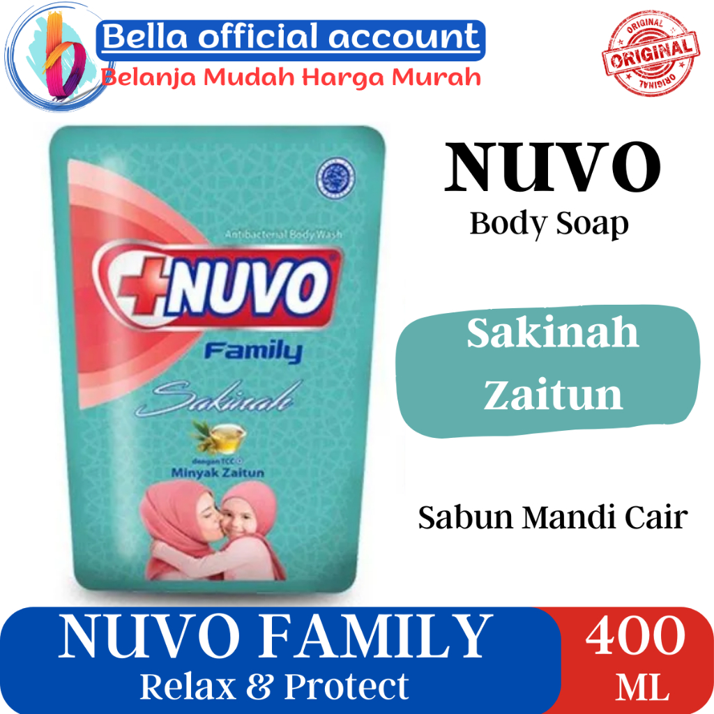NUVO Sabun Mandi Cair Sakinah Minyak Zaitun Toska Pouch 400 ml