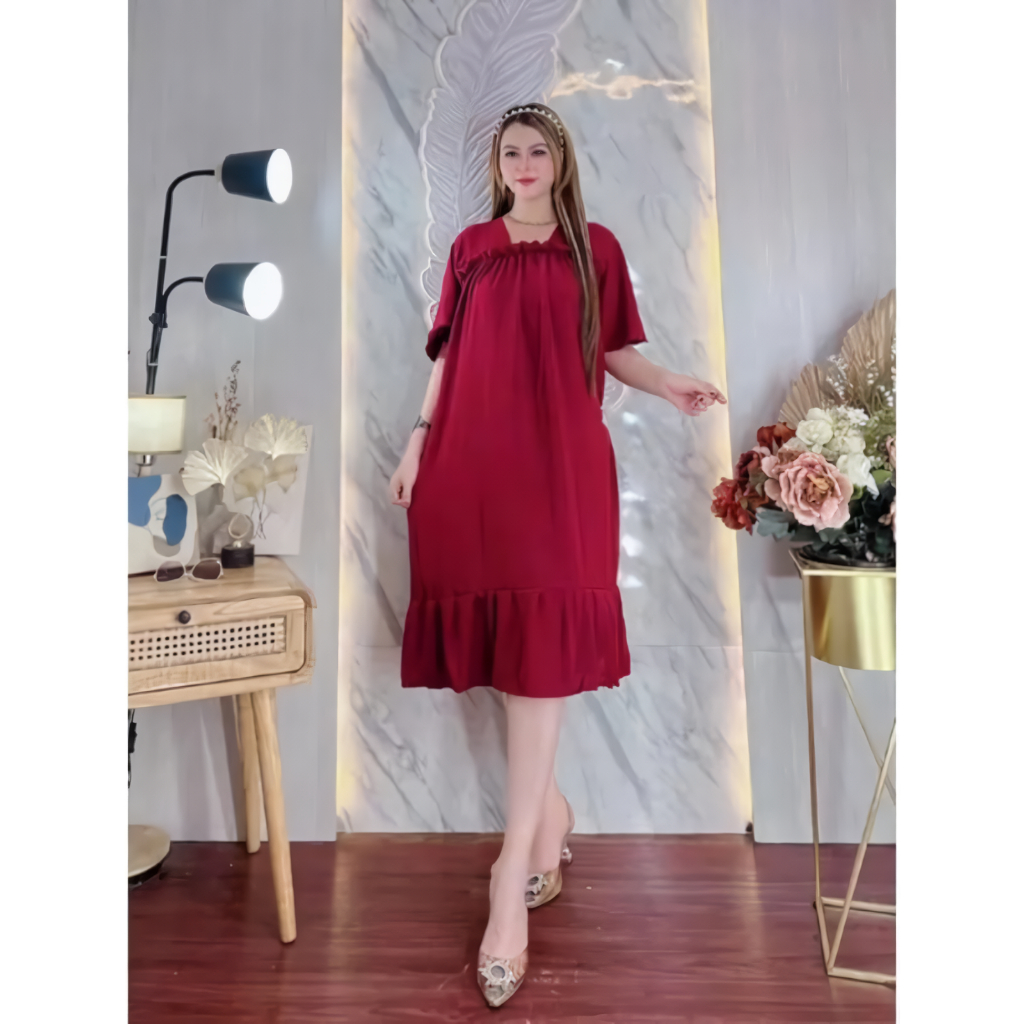 DRESS FUJI BAHAN CRINCLE AIRFLOW / HOMEDRESS LAURA KERUT PREMIUM