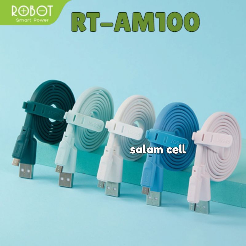 Kabel Data Micro Usb ROBOT RT-AM100 2,4A Full Colour 1Toples Isi 30pcs