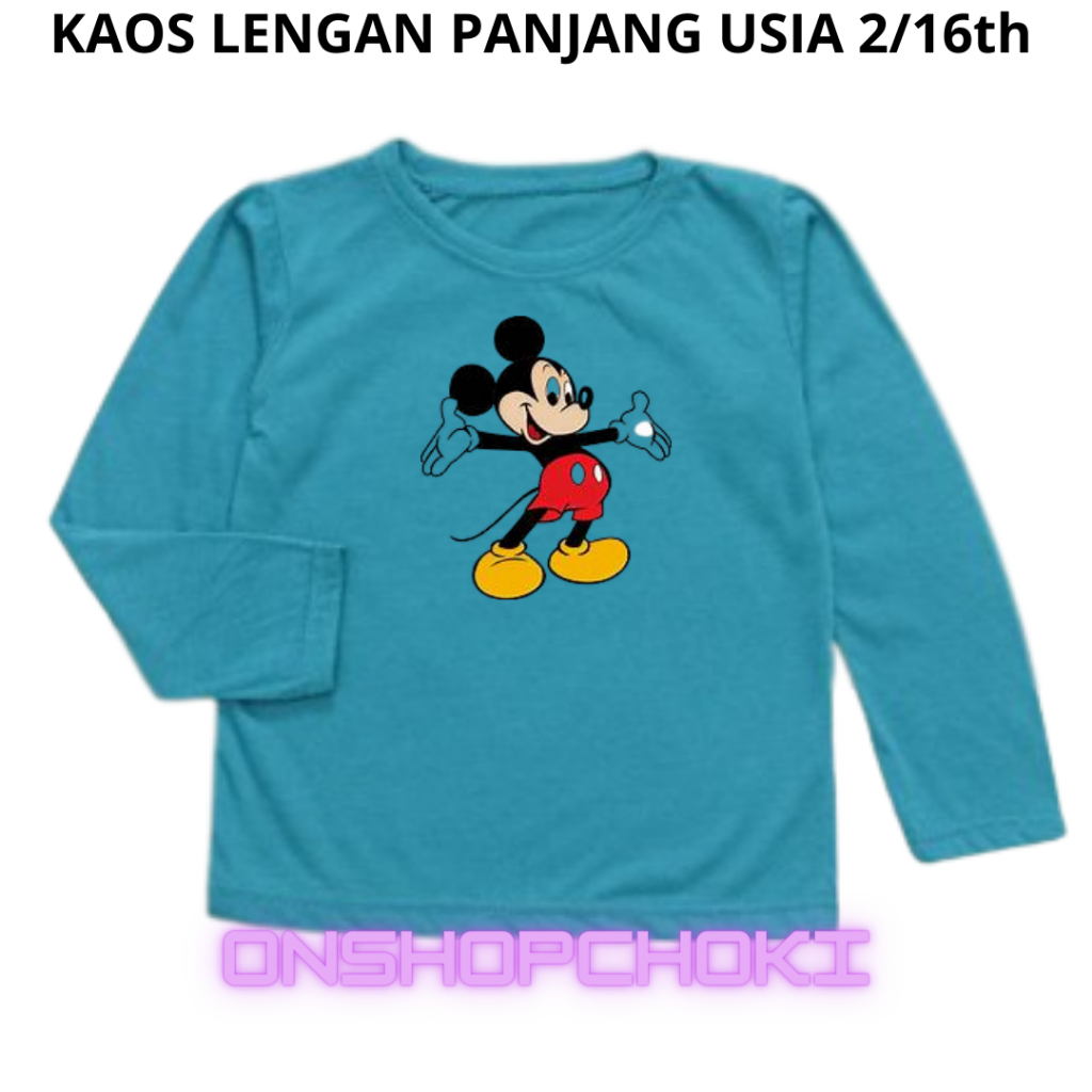 Kaos Anak Anak Lengan Panjang Gambar MEKY Unisex Cowok Cewek Usia 2-16th Kaos oblong anak lengan panjang