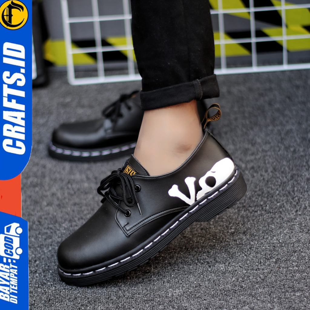 Sepatu Docmart Formal Pantofel Low Boots Hitam Pria