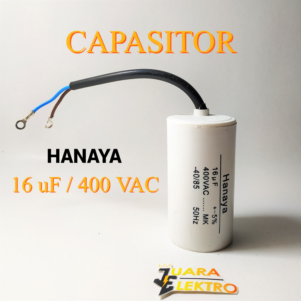 HANAYA Capasitor Bulat Pompa Air 16 uF 400V | Kapasitor Bulat 16uF/400 Volt