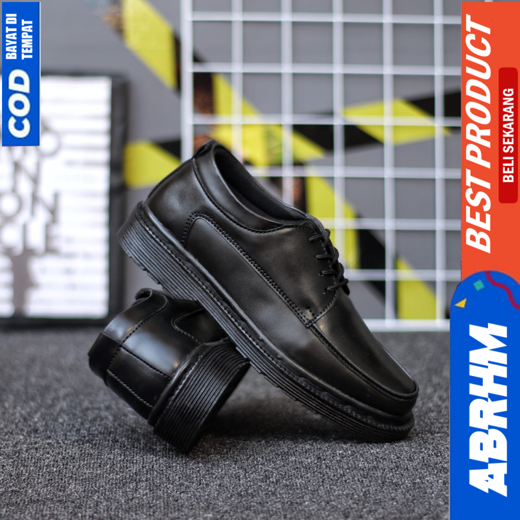 ABRHM Sepatu Formal Pantofel Docmart Low Boot Kerja Hitam Pria