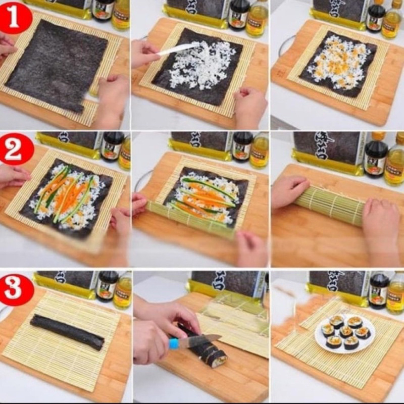 MJ88 Tikar Penggulung Sushi Bamboo /Sushi Bamboo Mat /Alat Membuat Sushi /Tikar Penggulung Sushi Makisu /Sushi Roller /Bamboo Sushi Mat / Gulungan Sushi Bamboo /Penggulung Sushi /Tikar bamboo Sushi Super Murah