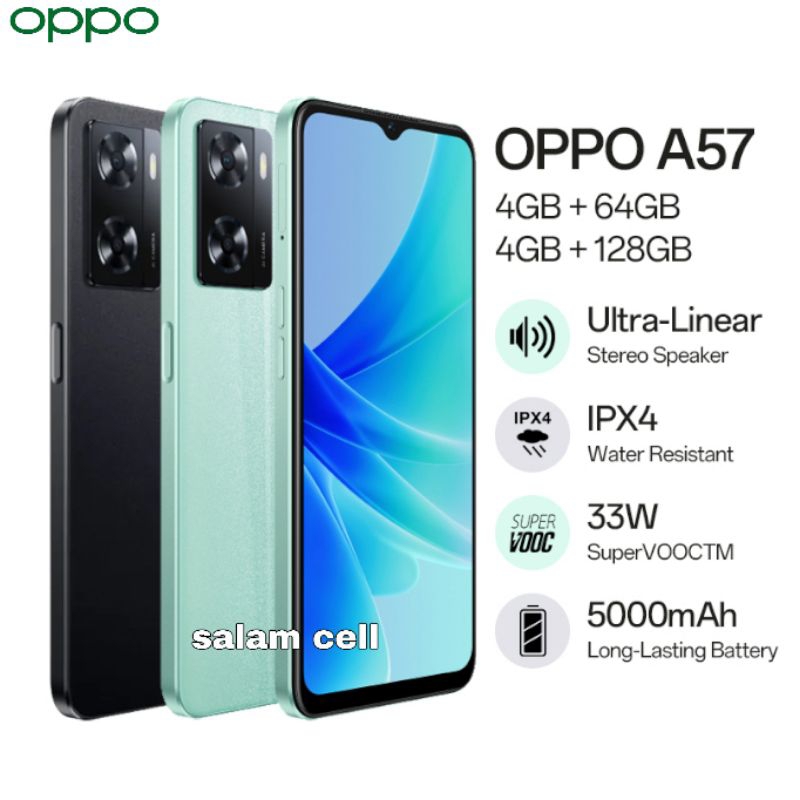 Oppo A57 Ram 4+4/128GB 33W Super VOOC Baterai 5.000mAh Original Garansi Resmi