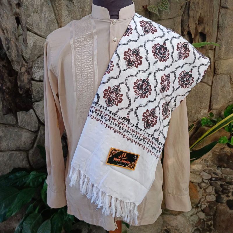 Sorban Rida Panjang 2 Meter / Sorban Motif Batik Kashmiri / Sorban Habib / Sorban Putih