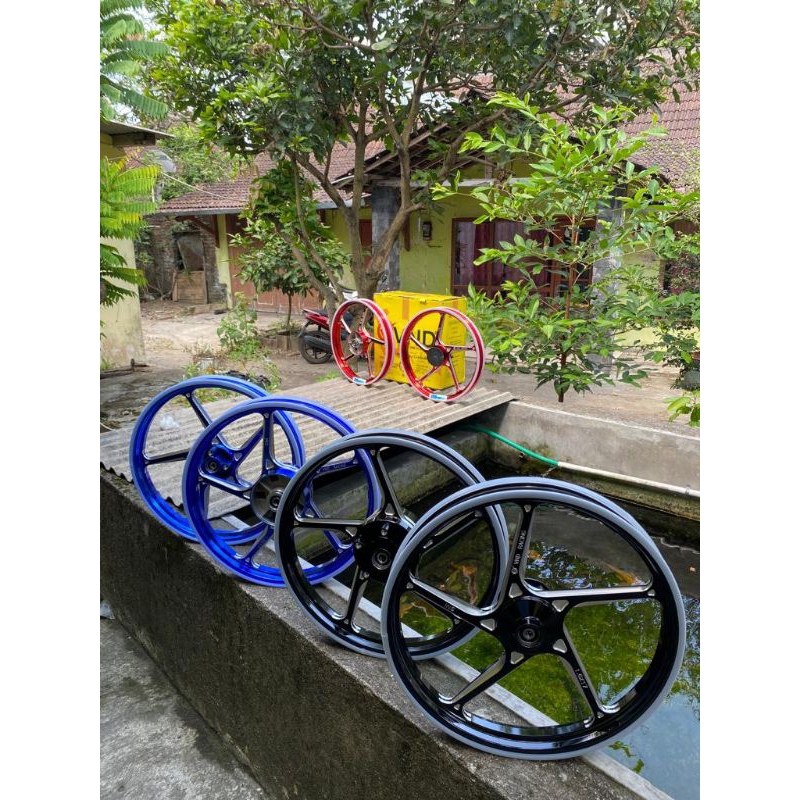 velg Velk VND AK55 PNP ke KLX Ninja150 Sonic150 model 511 FG511 warna hitam merah biru gold black re