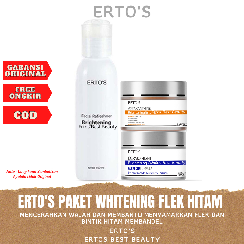 Ertos Paket Whitening Flek Hitam 3in1 ( Toner, Astaxanthine, Night Cream)