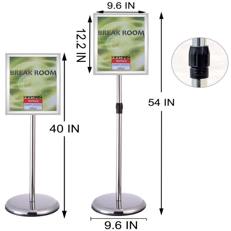 A4 Standing Sign Frame Stainless Standing Welcome Sign Telescoping Standing Frame 70-120cm