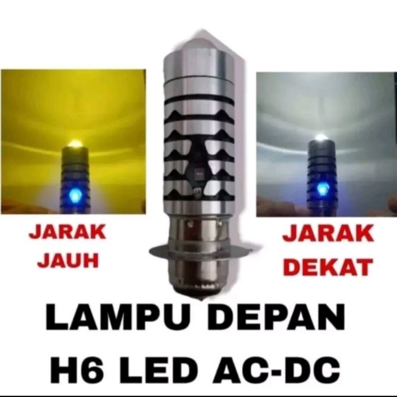 lampu Led depan H6 laser 2 warna + senja biru universal motor bebek/matic harga 1 pcss
