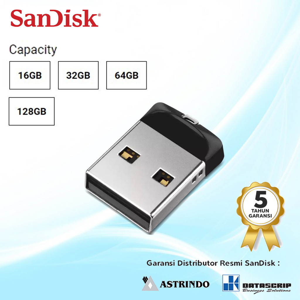 Flashdisk SanDisk 16GB | 32GB | 64GB | 128GB USB 2.0 Cruzer Fit CZ33 - Garansi Resmi 5 Tahun