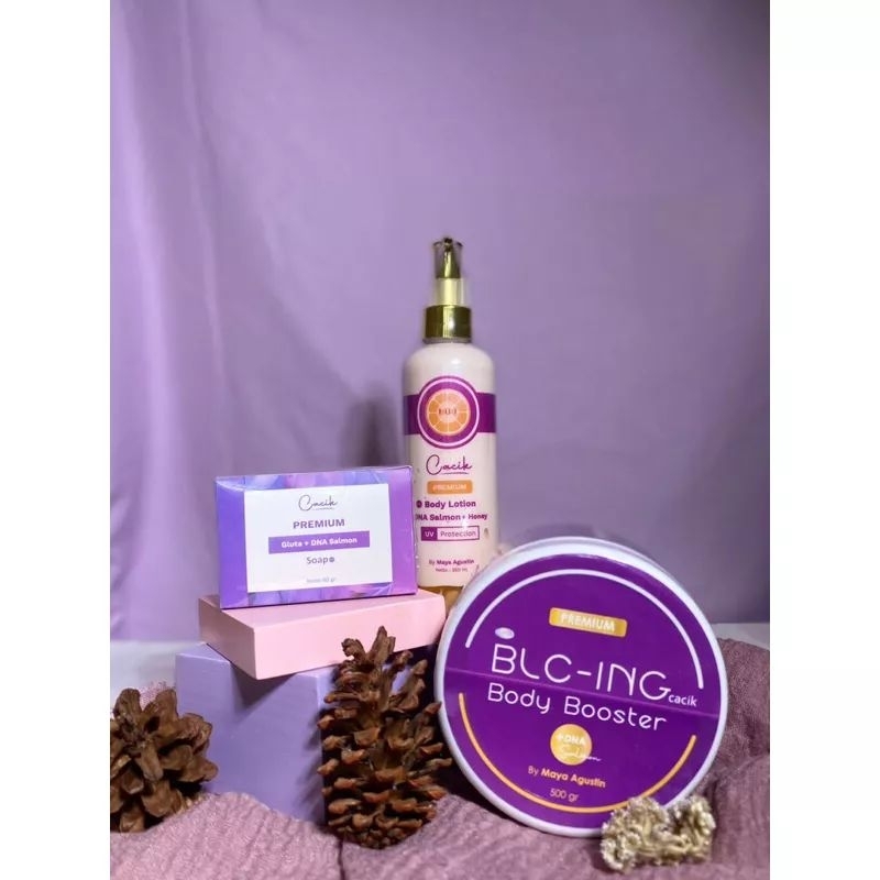 paket 3 in 1 pemutih badan tercepat bleaching, lotion, sabun cacik, cacik by maya agustin