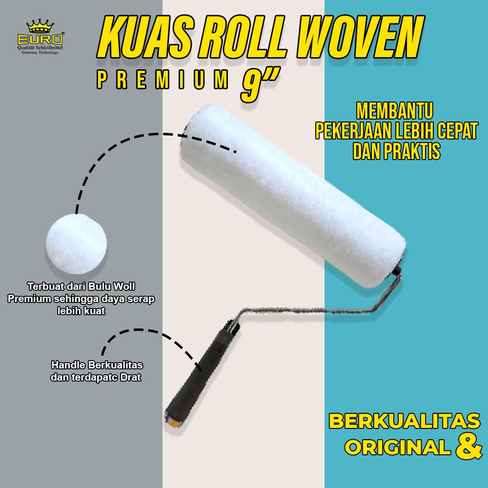 Kuas Roll Woven cat Besar 9 inch bulu woll premium murah