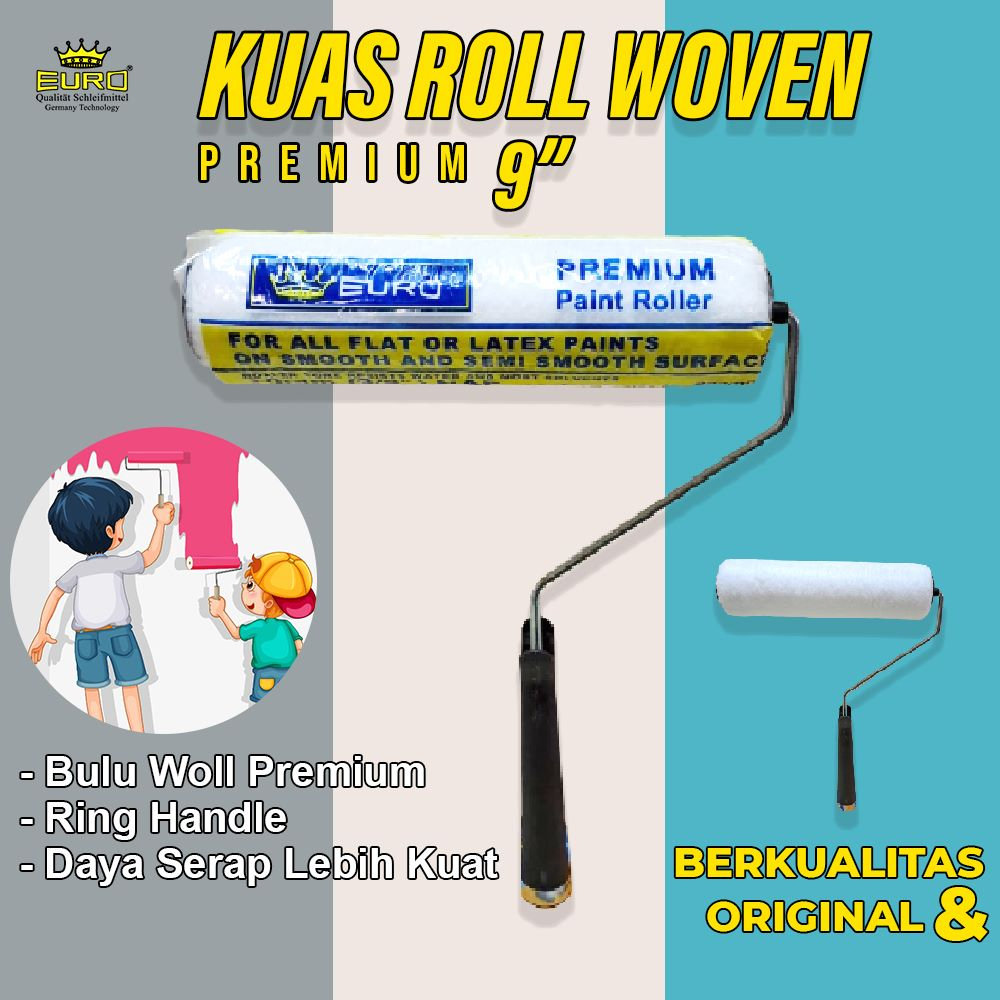 Kuas Roll Woven cat Besar 9 inch bulu woll premium murah