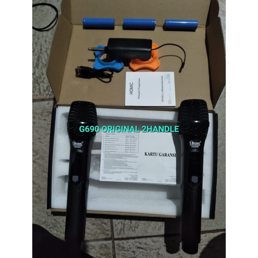 G690 ORIGINAL Mic SUPER KARAOKE Microphone Double Wireless HOMIC Mikrofon Microphone Double Vokal Ta
