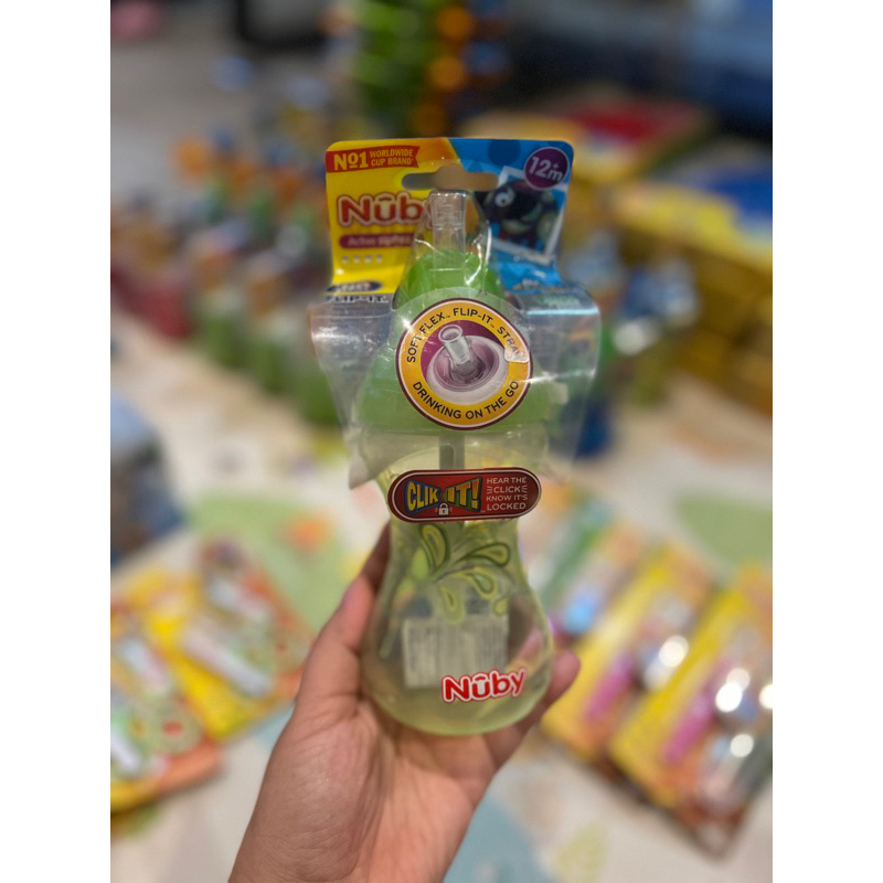 Nuby click it flip it 300ml - botol minum