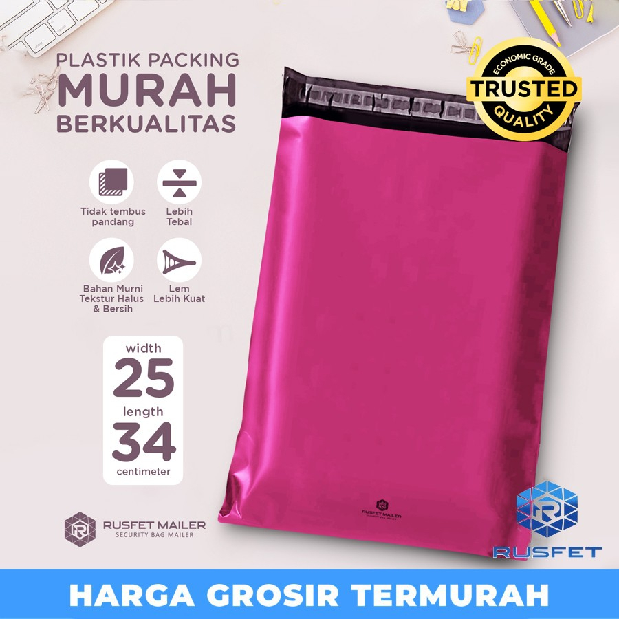 

Plastik Polymailer Pack LOW COST 25x35cm Amplop Polimailer PINK Rusfet