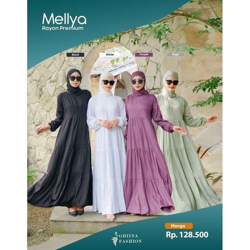 Ghina Fashion Mellya Dress Gamis Polos Rayon Premium
