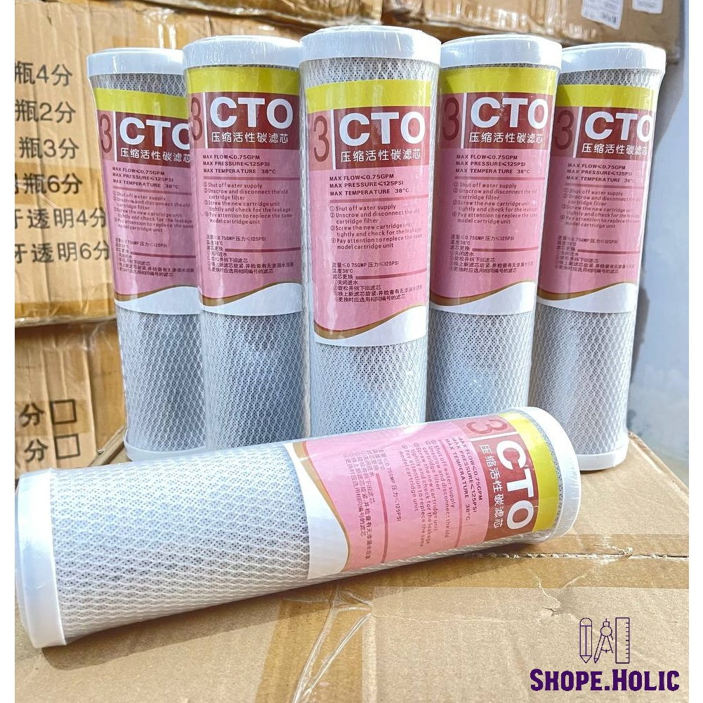 FL-SH-HM 265 Filter Pemurni Air Karbon Aktif Granular 10" Inch CTO Tahap Ketiga Presisi Sinter Terko