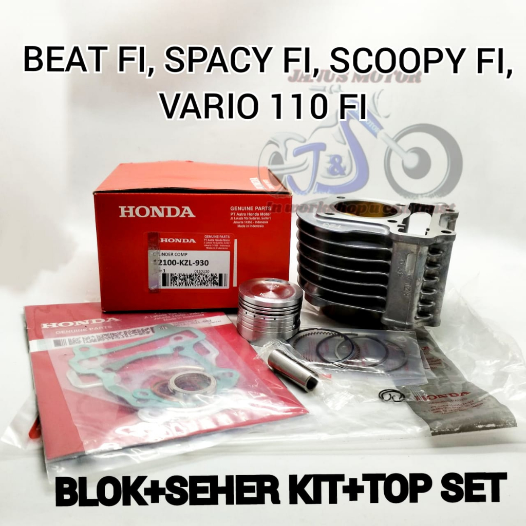 Blok Seher + Piston kit + Top Set Beat Spacy Scoopy Vario 110 FI injeksi Honda KZL stater kasar kual
