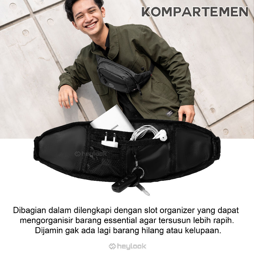 Tas Selempang Waterproof Premium Waist Bag Pria Tas Selempangan Pria Wanita Polos Premium Hitam Murah Tebal Keren Tas Cowok