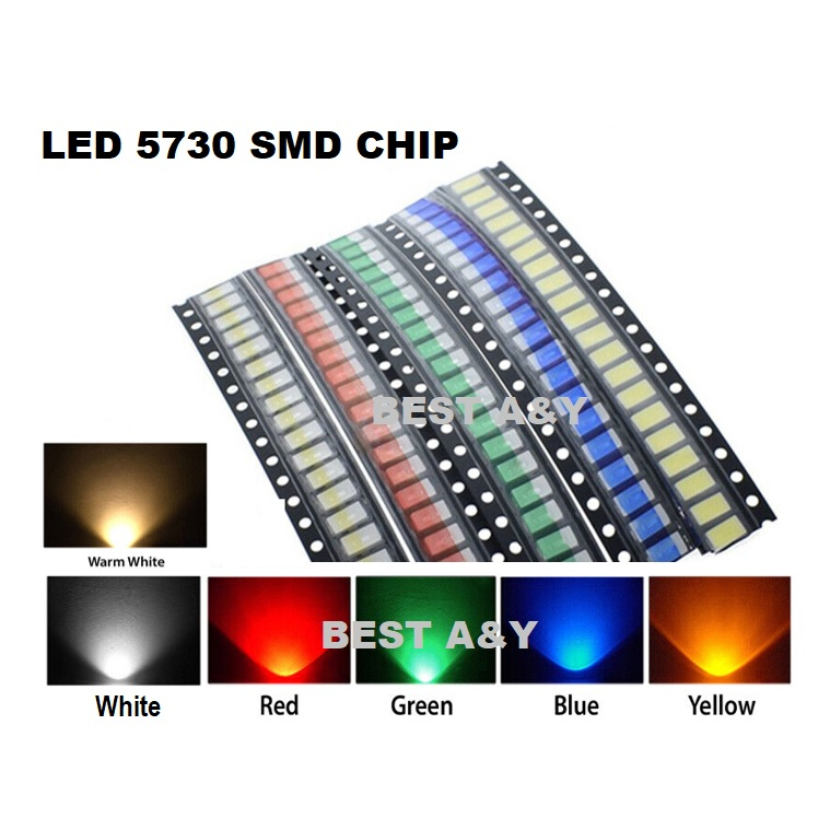 Lampu LED Diode SMD Chip 5730 Lamp Beads Warm White Putih Biru Kuning Hijau Merah