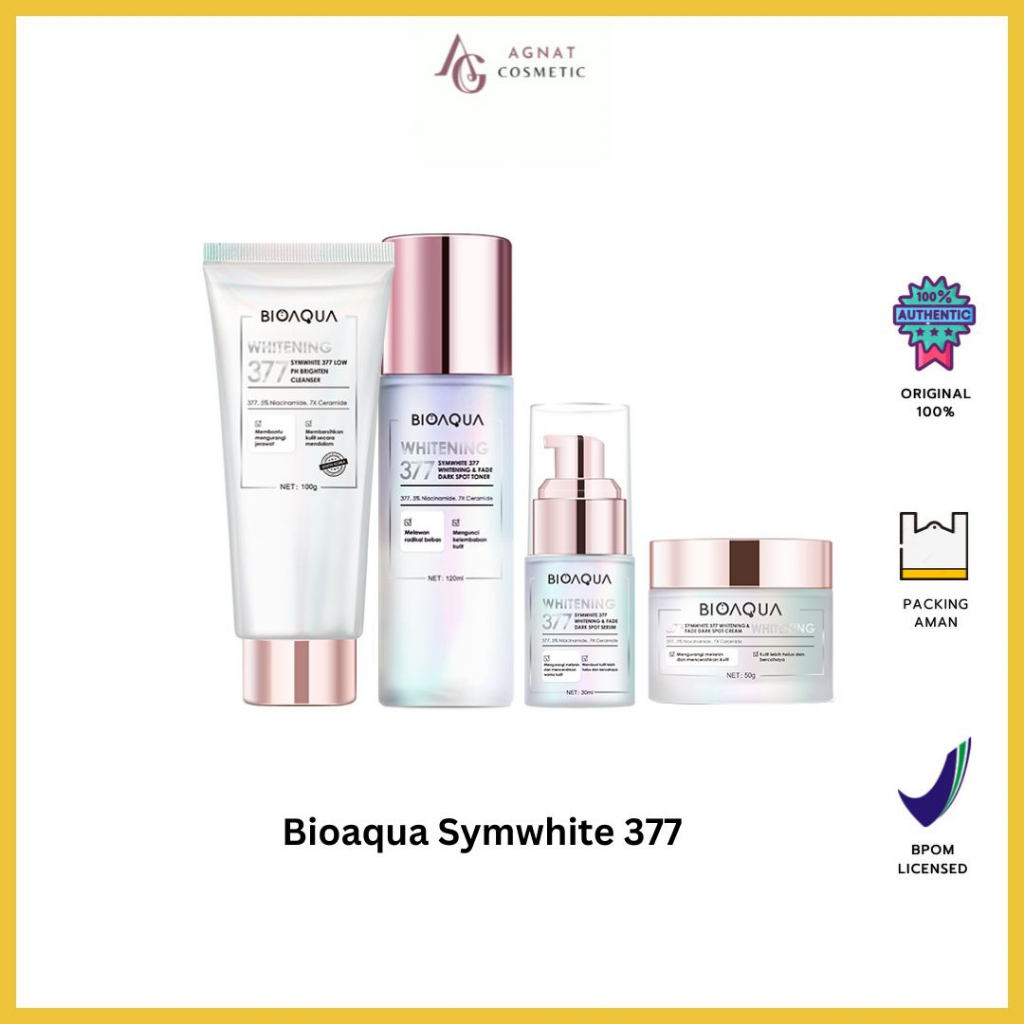 BIOAQUA SymWhite 377 Whitening & Fade Dark Spot Paket Skincare Set With Flek Hitam Serum Wajah Glowi