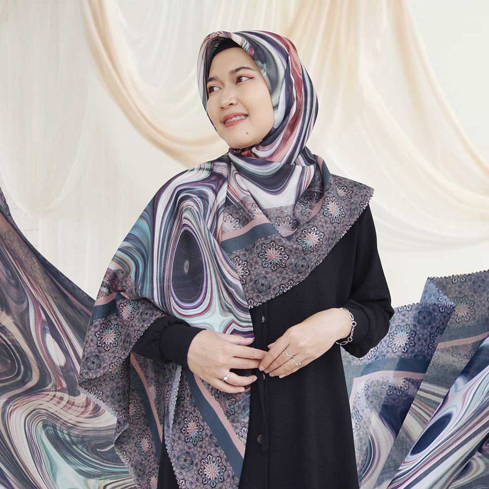 Hijab Jumbo | Kerudung Segi Empat Motif | Jilbab Syar'i Marble Series