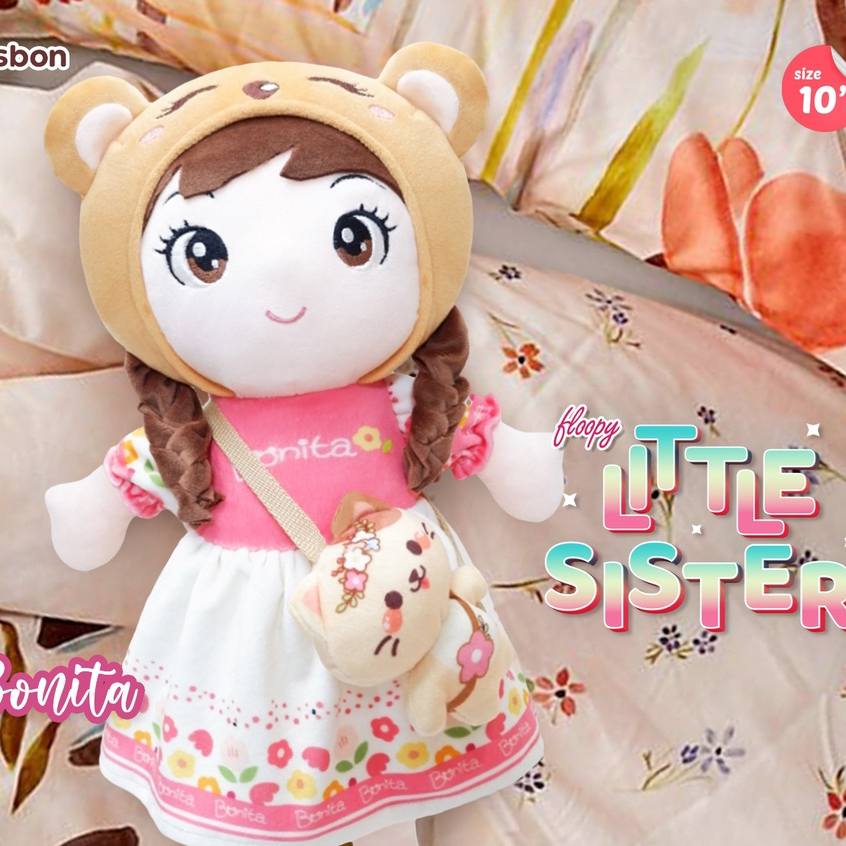 Boneka Floopy Little Sister With Tas Boneka Lucu Series Cewek Cantik Kado Mainan Anak by Istana Boneka