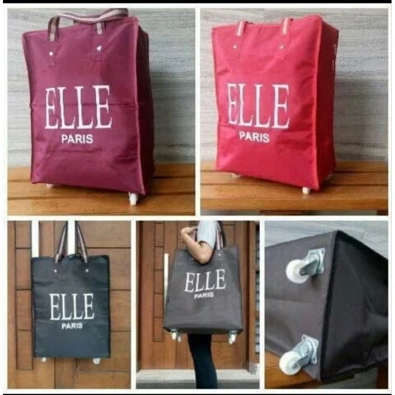TAS TRAVEL barang belanja roda 4 SHOPPING BAG TROLLEY ELLE PARIS