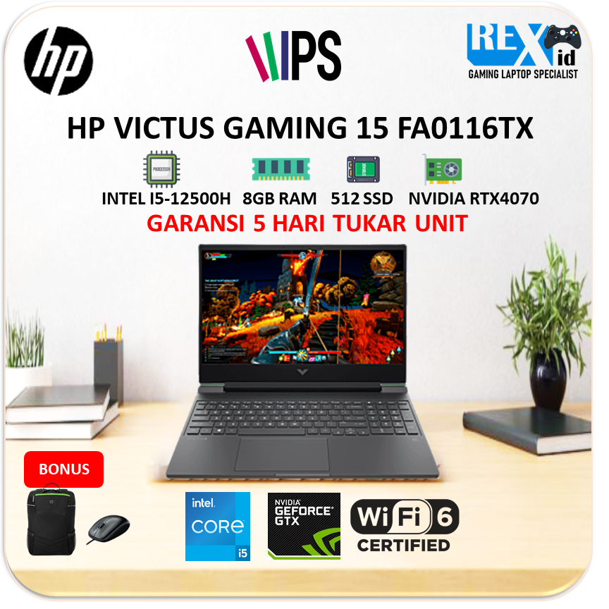 HP VICTUS GAMING 15 FA0116TX GTX1650 4GB / i5 12500h 8gbDDR 512ssd BLIT 114hz + OHS