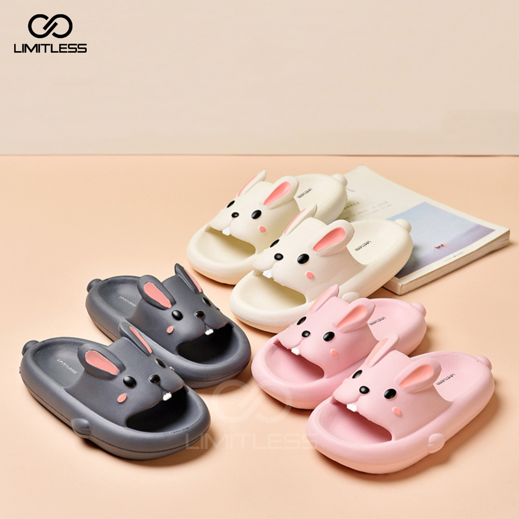 Sandal Kelinci Slip On Anak Perempuan Korea Premium Sendal Rabbit Anak Selop Cewek Nyaman Karakter BUNNY Terbaru 2023