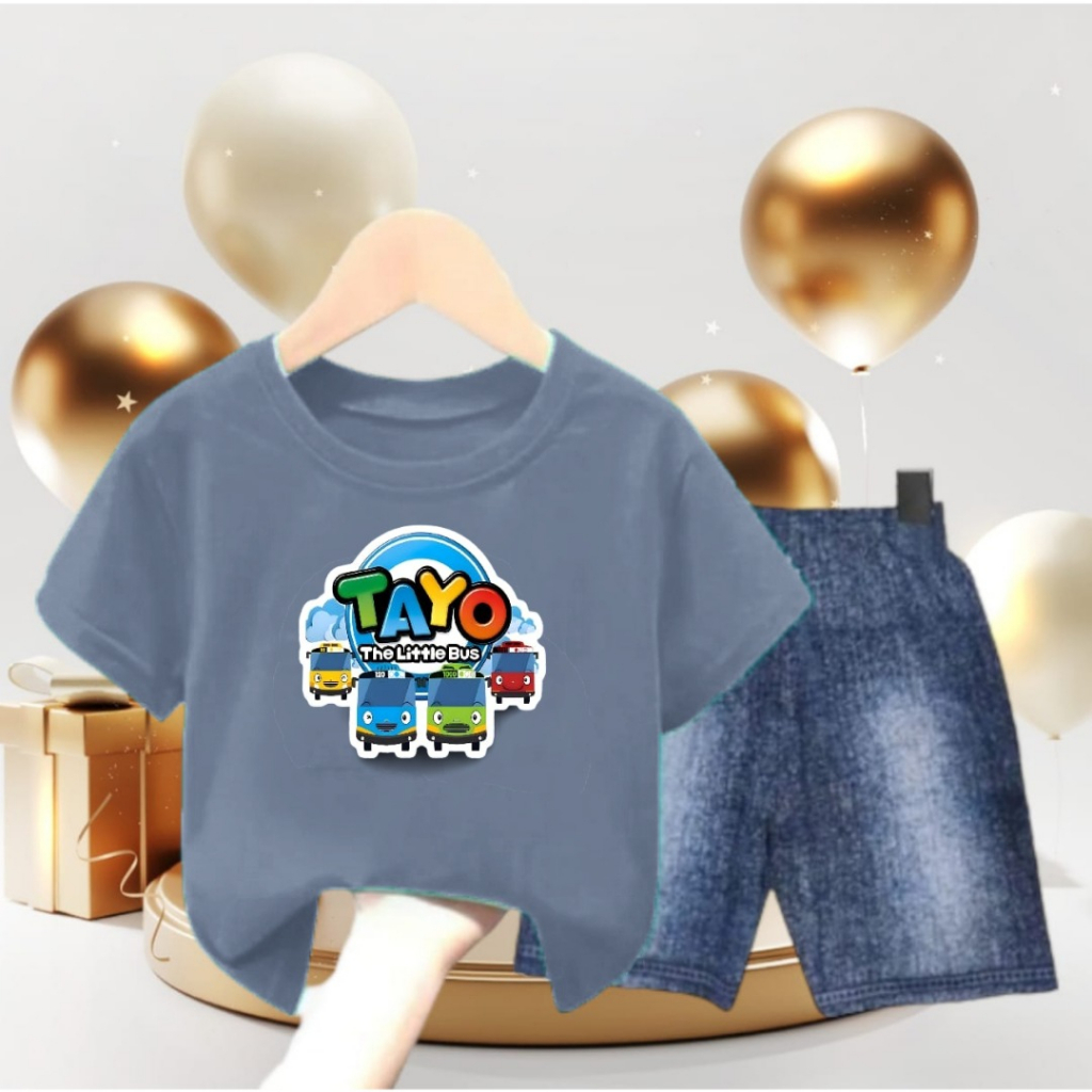 Setelan Kaos Celana Semi Jeans Anak Anak Bus/SPJ Vista