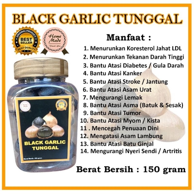 

Herbal Black Garlic PREMIUM Kemasan 150 gram ( BUKAN BAWANG KATING )