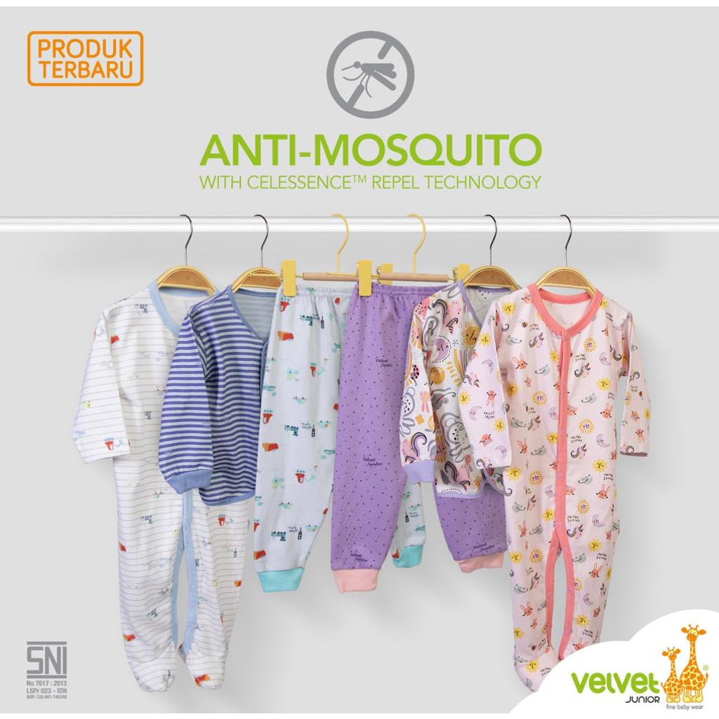 Velvet DreamWear Anti Mosquito  Sleepsuit  - Jumsuit Bayi Tutup Kaki