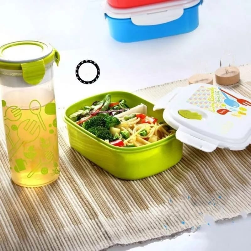 PAKET LUNCHBOX/KOTAK MAKAN PLUS BOTOL MINUM FREE SENDOK GARPU / 9565