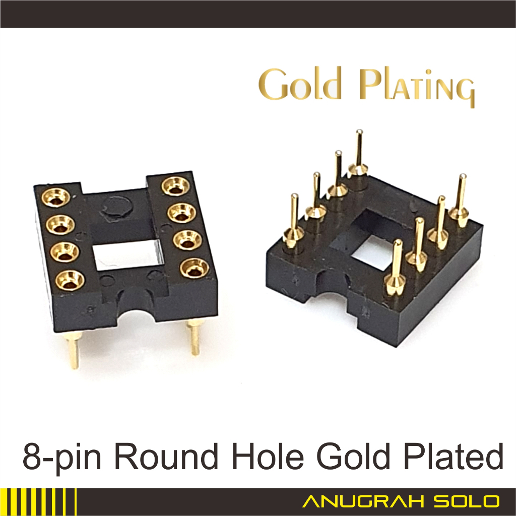 Soket IC 8 Pin Lubang Bulat Socket IC 8P Round Pin 8pin GOLD PLATED