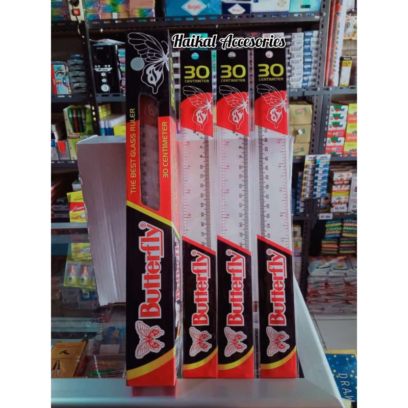 

Penggaris Butterfly 30cm Isi 12 Pcs