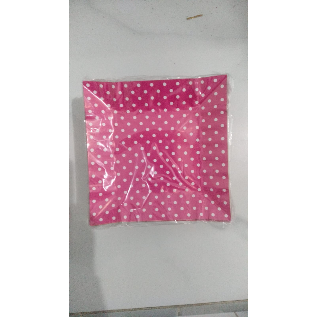 { 10 pcs } Piring Kertas Motif Polkadot / Piring Kue / Piring Tart / Mix Warna / Tidak Bisa Pilih