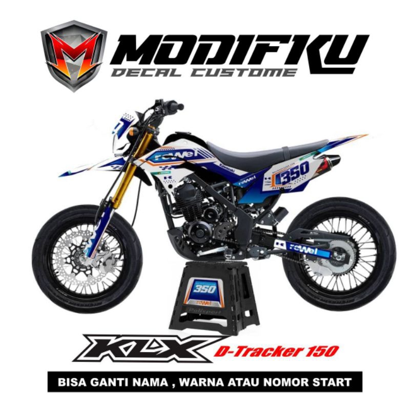Stiker decal trail KLX Dtracker 150 biru bisa costom full body