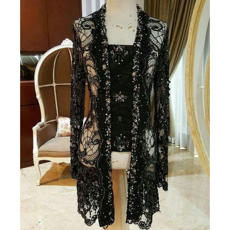 kebaya pesta , kebaya hitam, kebaya berpayet