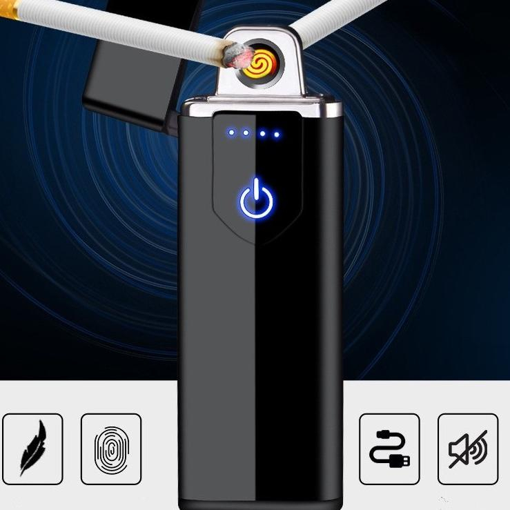 TERBARU!! Korek Api unik Elektrik USB Fingerprint Touch Sensor LED Screen (BISA COD)