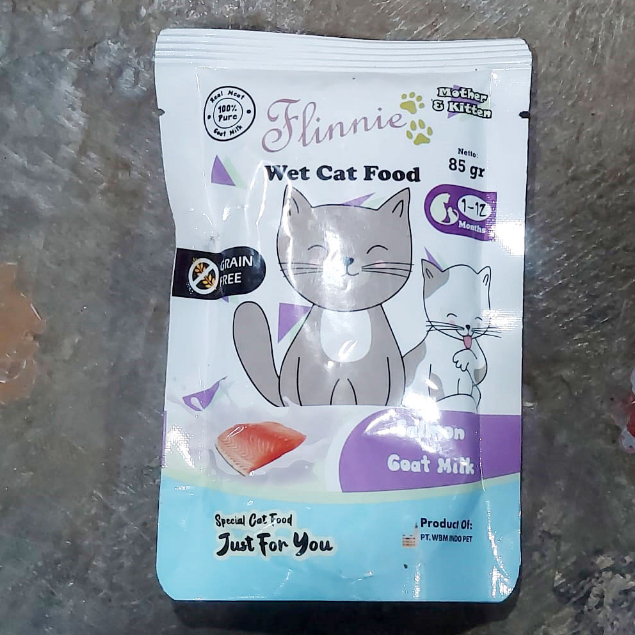 MAKANAN KUCING KITTEN ADULT FLINNIE POUCH 85 GR