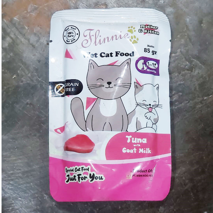 MAKANAN KUCING KITTEN ADULT FLINNIE POUCH 85 GR