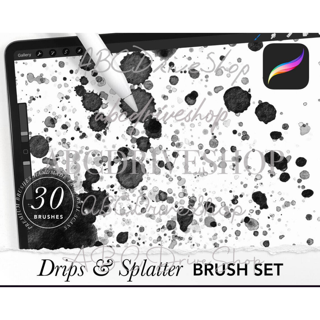 Procreate Brush - Drips &amp; Splatter Brush Kit