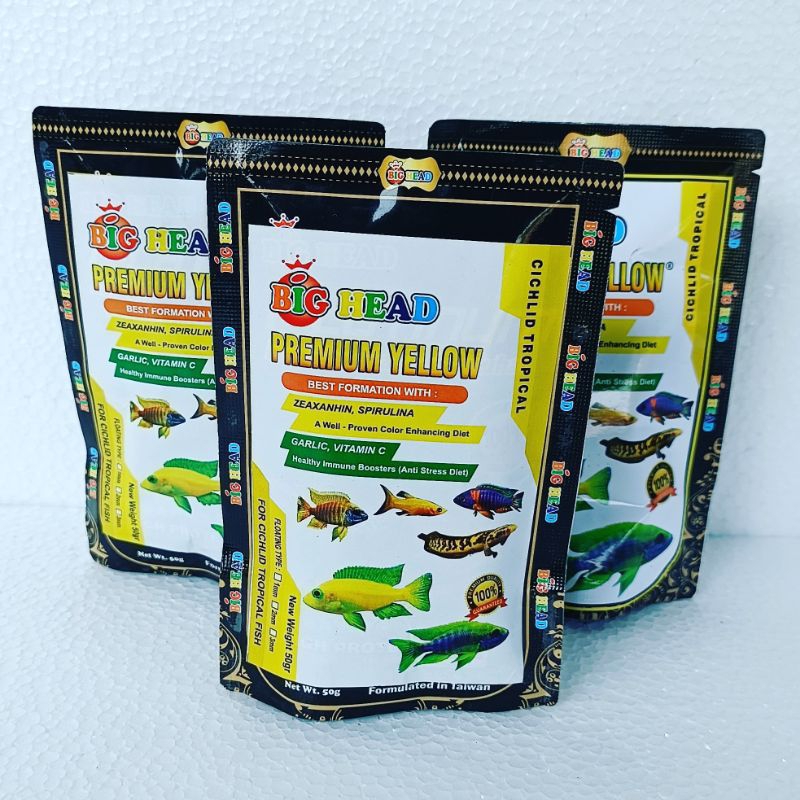 PAKAN PREMIUM YELLOW BIG HEAD 50 GRAM pakan colour booster ikan hias akuarium pakan peningkat warna ikan aquarium