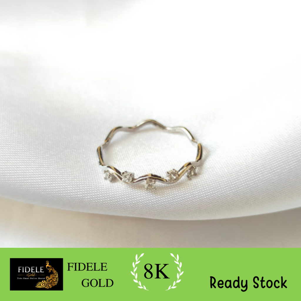 Cincin listring solitaire cincin ayugold fashion wanita emas asli emas putih 375