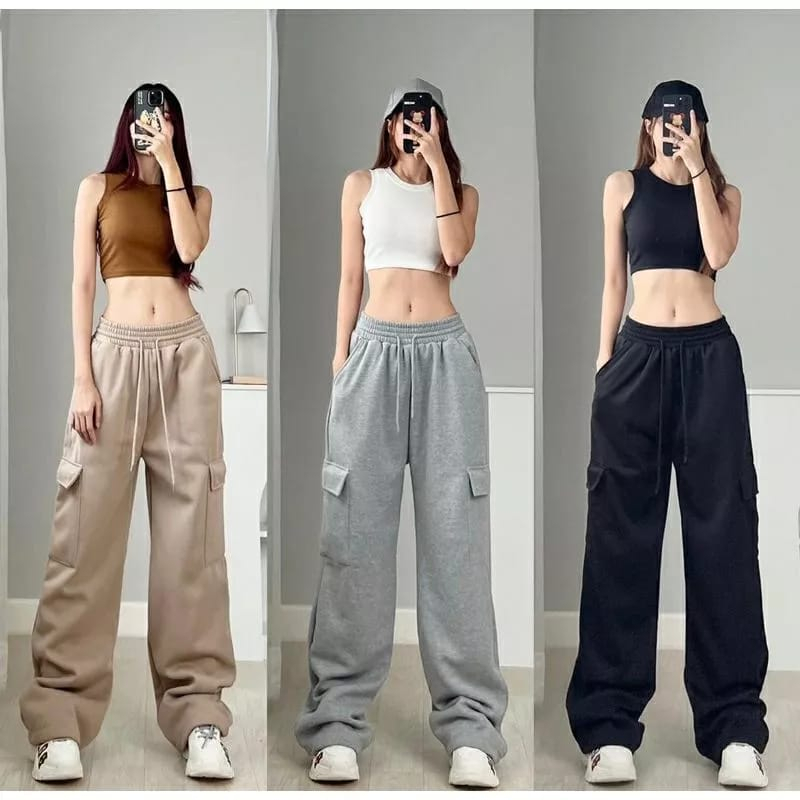 CELANA JOGGER JOOY SWEET PANTS CELANA WANITA CARGO - CELANA PANJANG WANITA KULOT