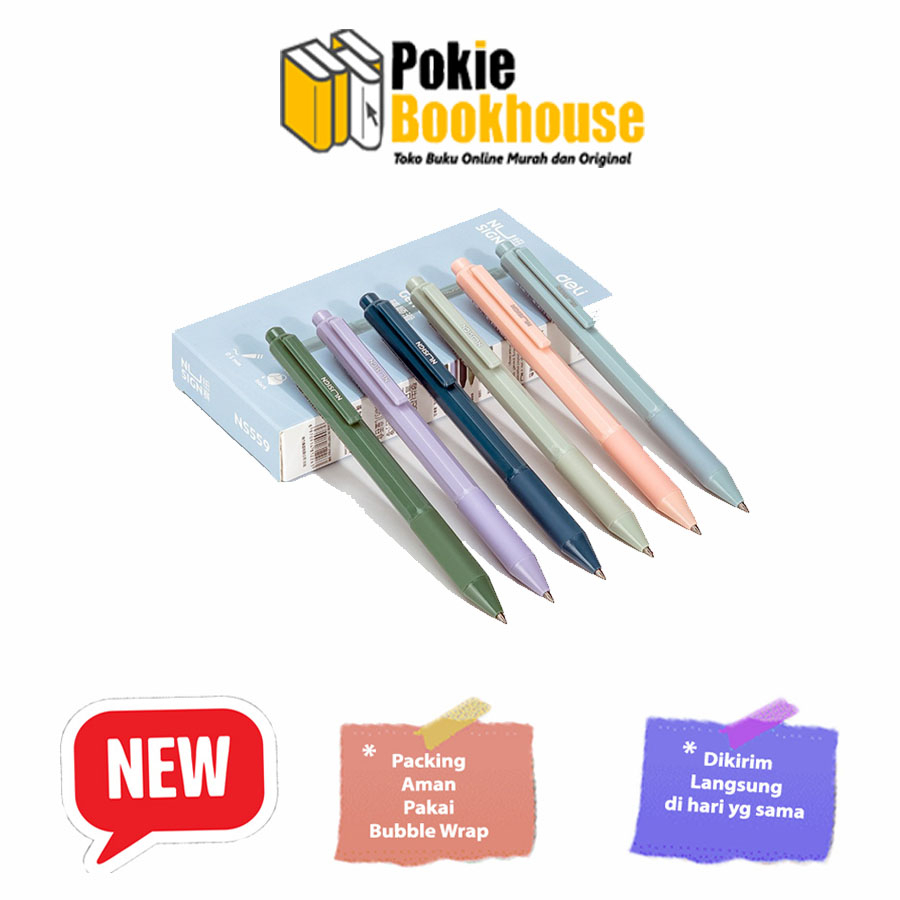 Nusign Gel Pen/Gel Pen Cetek 0.5mm Tinta Hitam Warna Pastel NS559