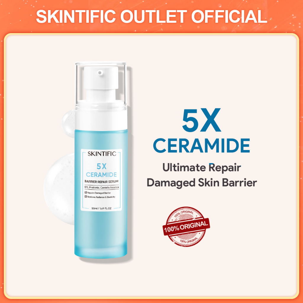 SKINTIFIC Facial Serum BIG SIZE Essence Wajah - 5X Ceramide Barrier Serum 50ml / SymWhite 377 Dark Spot Brightening Serum / 10% niacinamide Brightening serum / 2% Salicylic Acid Anti Acne Serum